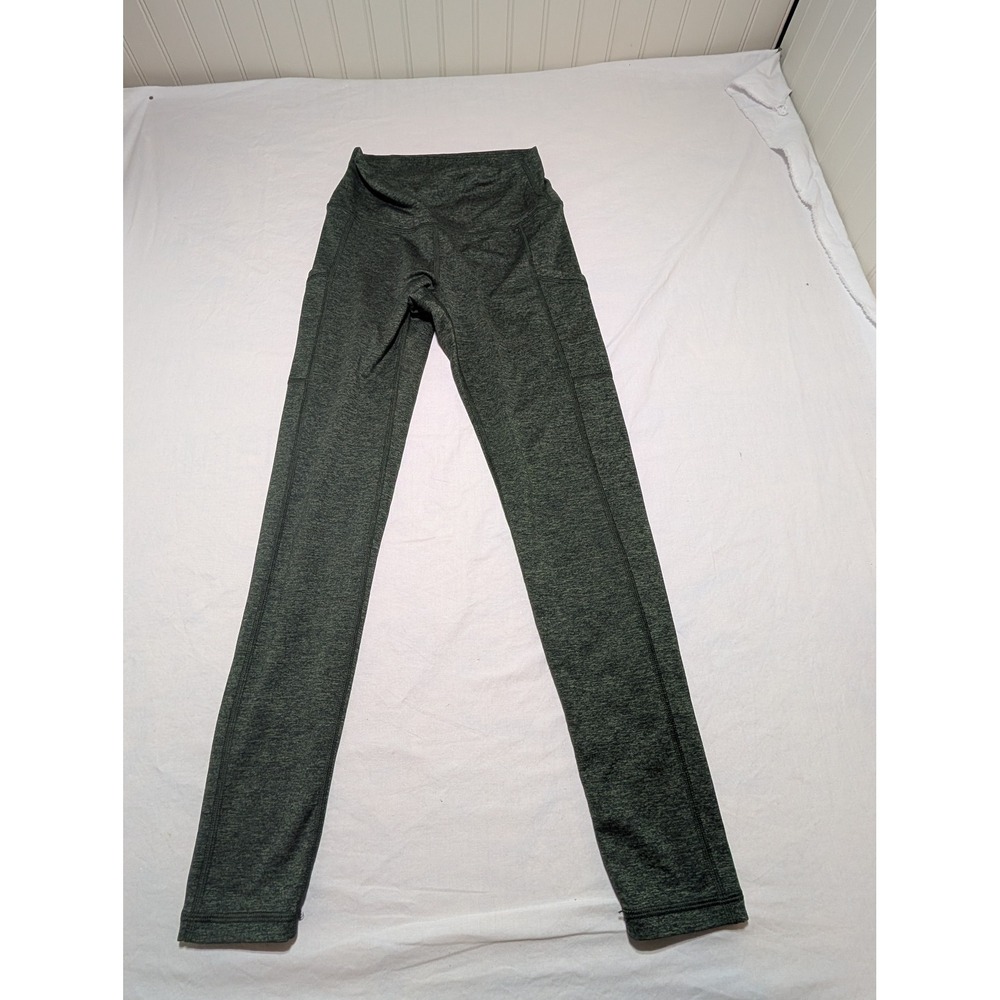 Aerie Chill Play Move Leggings Small Green Heathered High Waist Side Pockets